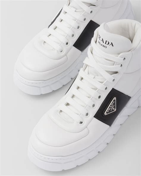 White/black Padded nappa leather sneakers 